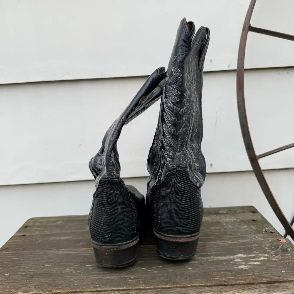 Dan Post Men's Raliegh Western Boots Black Teju Lizard Leather DP2350R 10 1/2 D